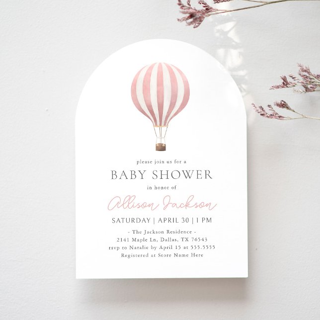 Pink Hot Air Balloon Girl Arch Baby Shower Invitation (Creator Uploaded)