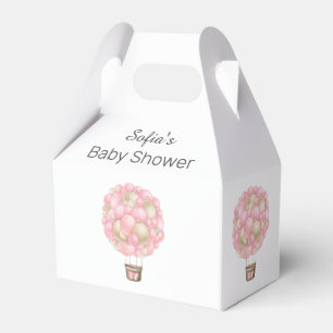 Pink Hot Air Balloon Girl Baby Shower Favour Box