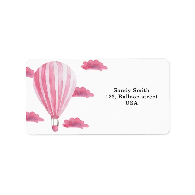 Pink Hot air balloon  Label (Front)