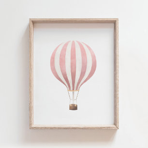 Pink Hot Air Balloon Nursery Decor Poster