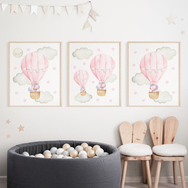 Pink Hot Air Balloon, Unicorn, Stars, Girl Nursery (Creator Uploaded)