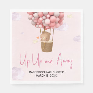 Pink Hot Air Balloon Up and Away Baby Shower Napkin
