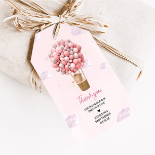 Pink Hot Air Balloon Up and Away Favour Tags