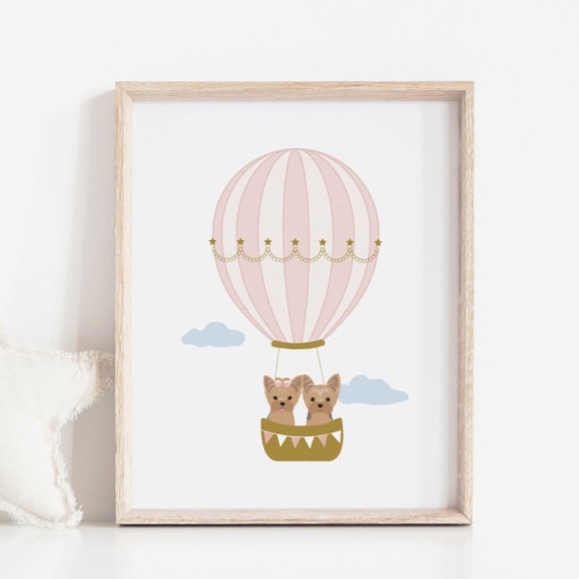 Pink Hot Air Balloon Yorkshire Nursery Poster (Creator Uploaded)