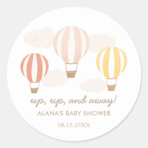Pink Hot Air Balloons Baby Shower Classic Round St Sticker
