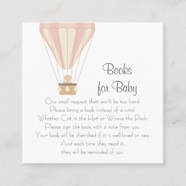 Pink hot air balloons Books for baby Enclosure Card (Front)
