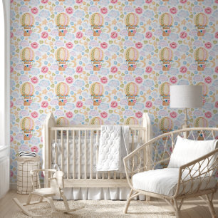 Pink Hot Air Balloons, Clouds and Roses Baby Wallpaper
