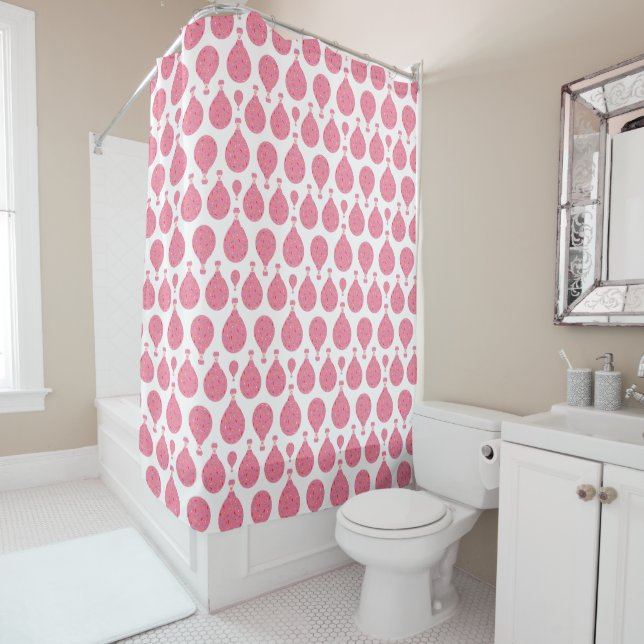 Pink Hot Air Balloons Shower Curtain (In Situ)