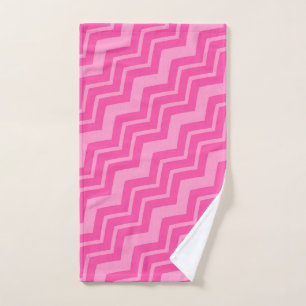 Pink Hot Pink Zigzag Chevron Pattern Design Hand Towel