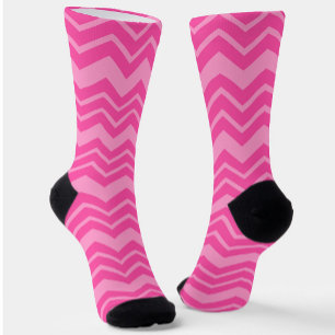 Pink Hot Pink Zigzag Chevron Pattern Design Socks