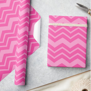 Pink Hot Pink Zigzag Chevron Pattern Design Wrapping Paper