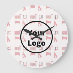 Pink hotel business pattern large clock