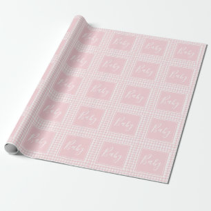 Pink Houndstooth Baby Wrapping Paper