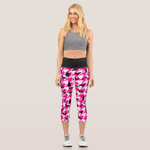 pink houndstooth halloween black bats capri leggings
