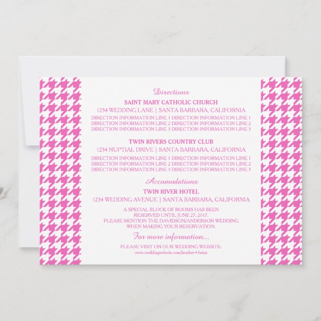 Pink Houndstooth Information Card (Front)