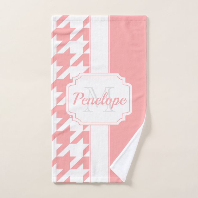 Pink Houndstooth Pattern Bath Towel Set (Hand Towel)