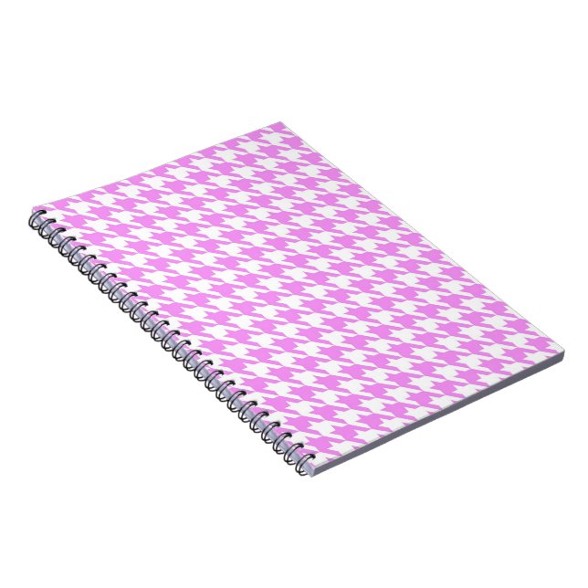 Pink Houndstooth Spiral Notebook (Right Side)