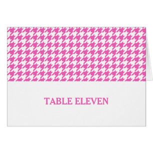 Pink Houndstooth Table Number Card