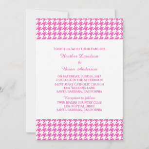 Pink Houndstooth Wedding Invite