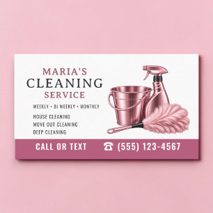 Pink House Cleaning Professional Service  Business Card