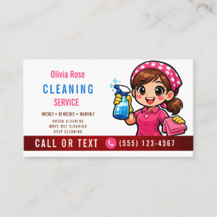 Pink House Cleaning Service Business Card