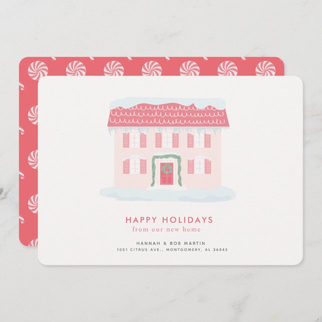 Pink House Holiday Moving Announcement (Front/Back)