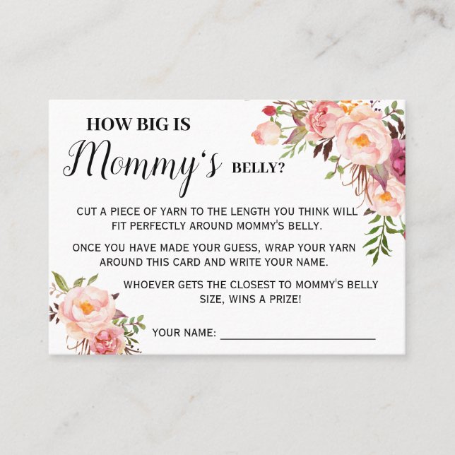 Pink How big is mum belly game bilingual card (Front)