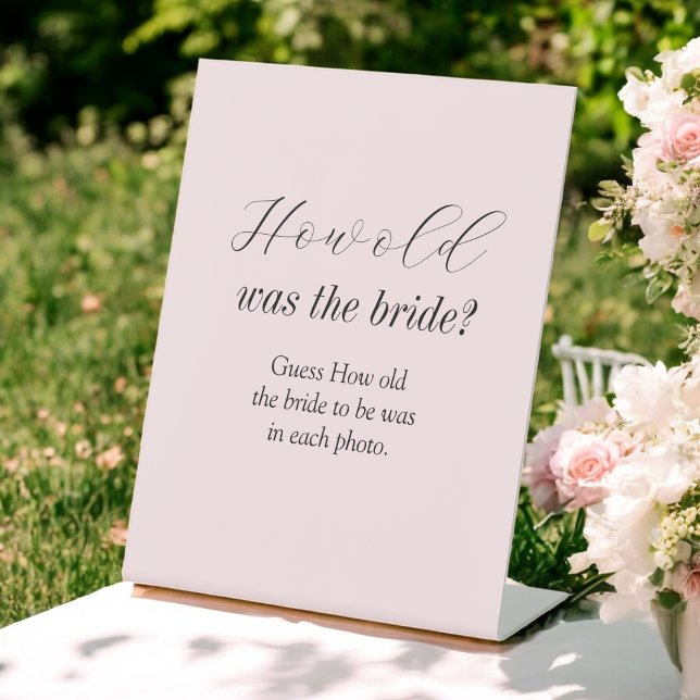 Pink How Old Was the Bride Bridal Shower Pedestal Sign (Creator Uploaded)