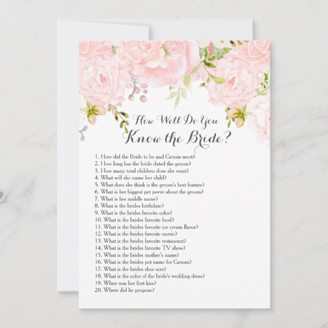 Pink How well do you know the bride? (Front)