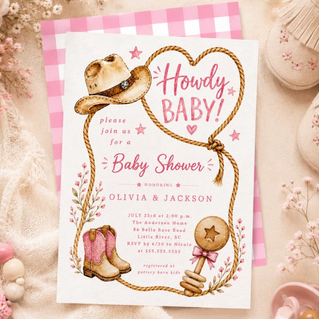 Pink Howdy Baby Shower Invitation (Creator Uploaded)