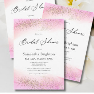 Pink Hues Gold Sparkles Bridal Shower  Invitation