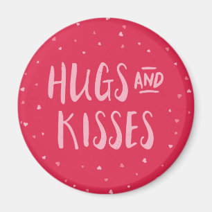 Pink Hugs and Kisses   Hearts   Valentine's Day Magnet