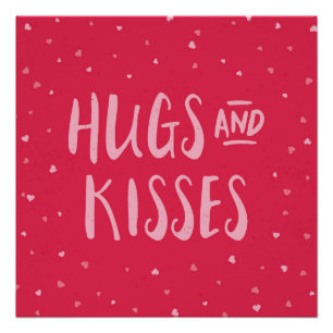Pink Hugs and Kisses   Hearts   Valentine's Day Poster