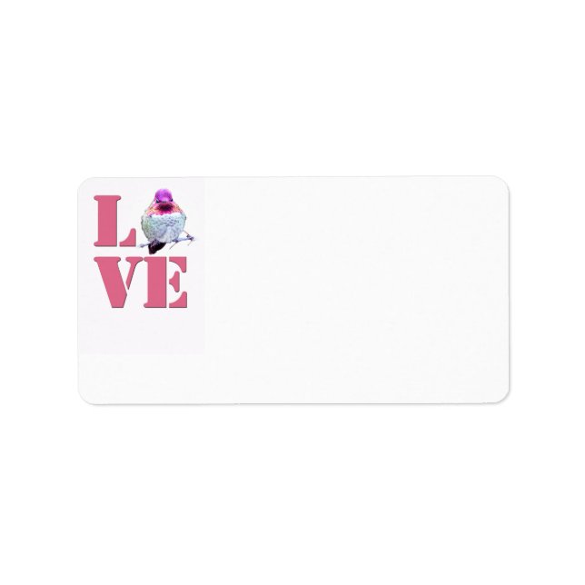 Pink Hummingbird LOVE Address Label (Front)