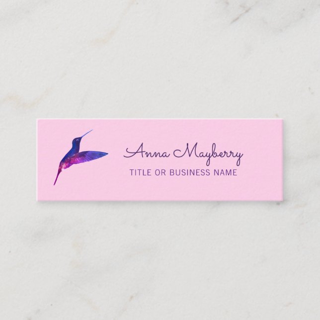 Pink Hummingbird Mini Business Card (Front)