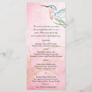 Pink Hummingbird Watercolor Wedding Menu