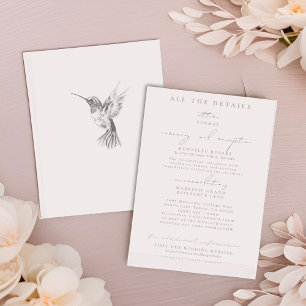 Pink Hummingbird Wedding Details Enclosure Cards