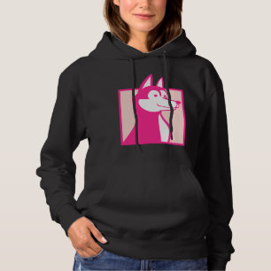 Pink Husky Dog Hoodie