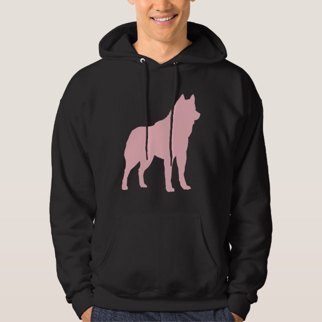 Pink Husky Silhouette     Hoodie (Front)