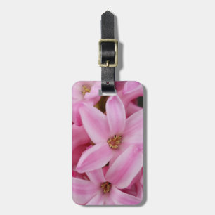 pink hyacinth flower luggage tag