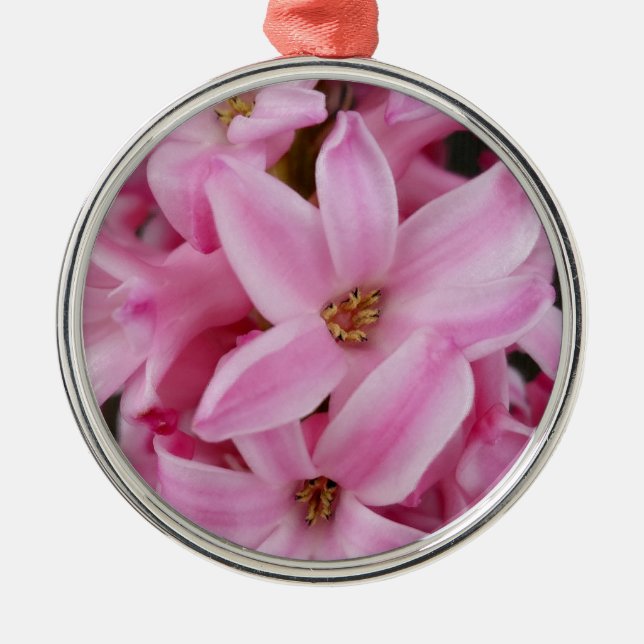 pink hyacinth flower metal tree decoration (Front)