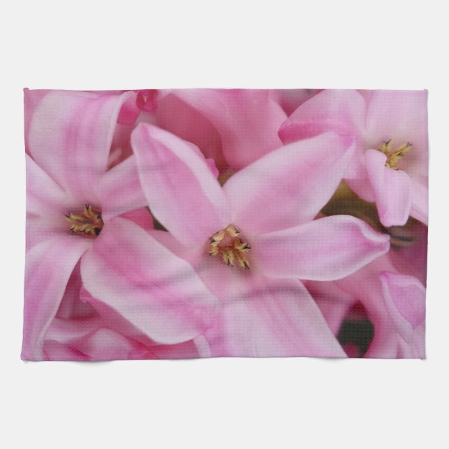 pink hyacinth flower tea towel (Horizontal)