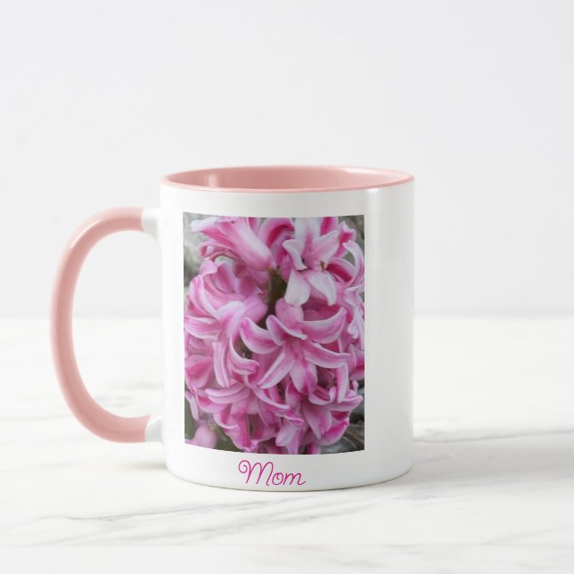 Pink Hyacinth Flowers Mum Mug (Left)