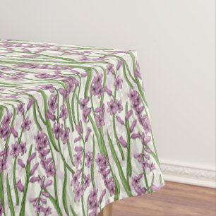 Pink Hyacinth flowers on natural white Tablecloth