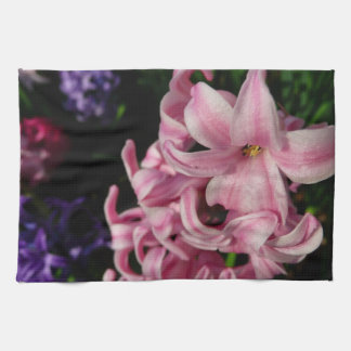 Pink Hyacinth Spring Floral Tea Towel