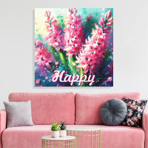 Pink Hyacinths Hyacinth Floral Personalised Canvas Print