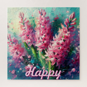 Pink Hyacinths Hyacinth Floral Personalised Jigsaw Puzzle