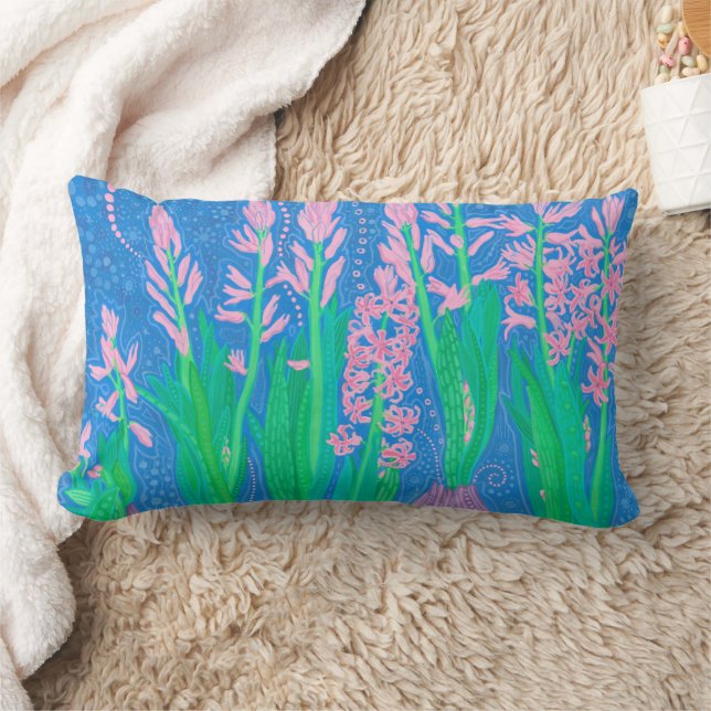Pink Hyacinths Spring Flowers Floral Art Painting  Lumbar Cushion (Blanket)