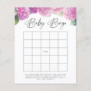 Pink Hydrangea Baby Bingo Baby Shower