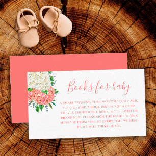 Pink Hydrangea Baby Shower Book Request Enclosure Card